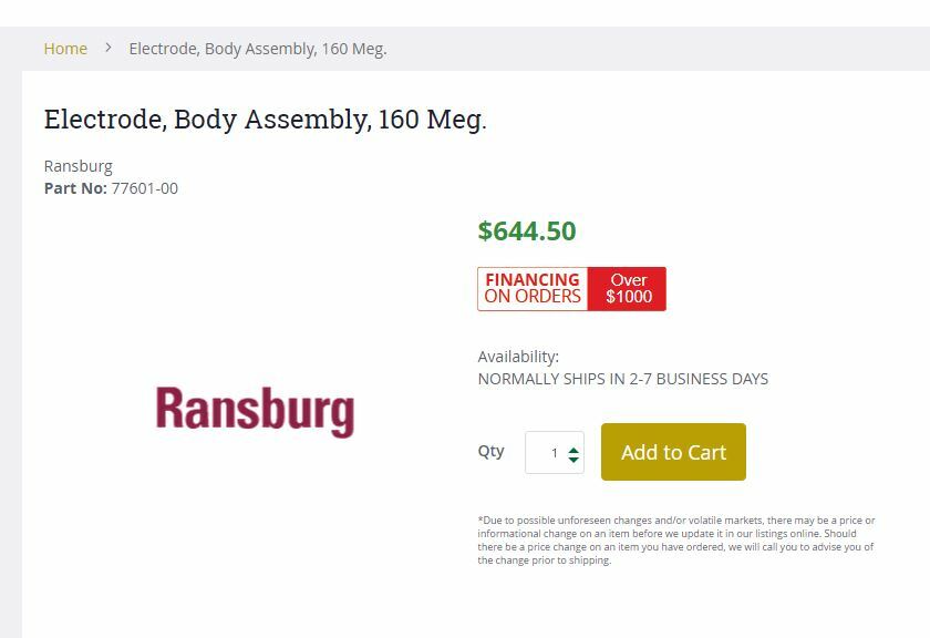 ITW Automotive Finishing Ransburg Devilbiss 77601-00 Electrode Assembly 160 Meg