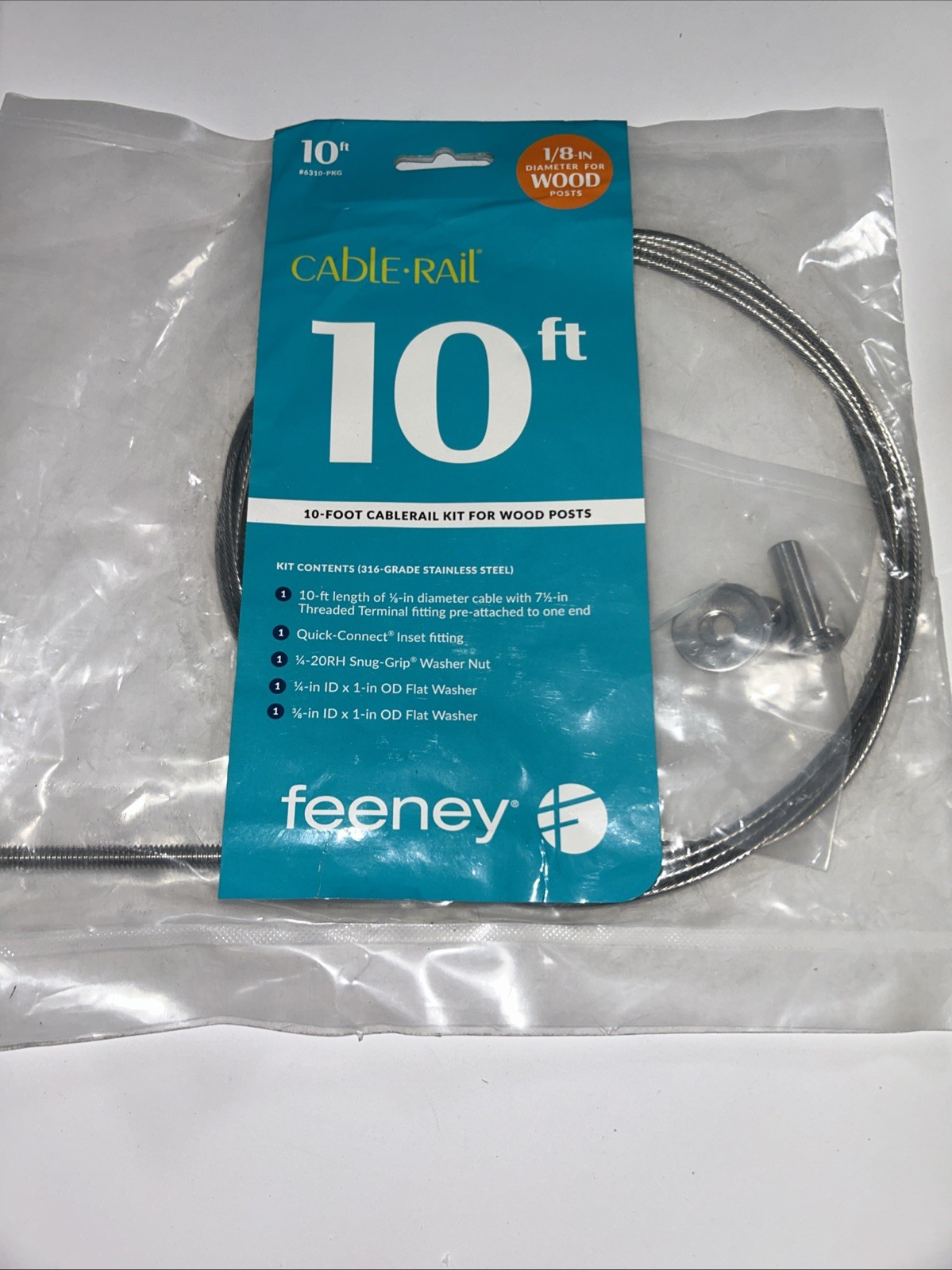 Feeney Cable Rail 10ft x 1/8″ for Wood Posts 6310-PKG NEW!