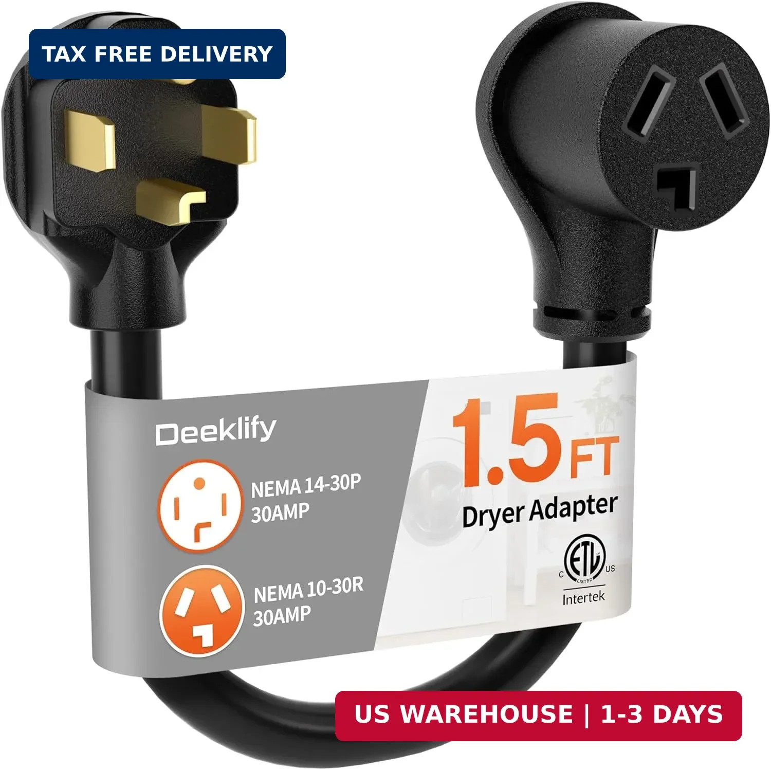 1.5FT 3 Prong to 4 Prong Dryer Adapter, Old Dryer to New House Conversion | 10 A