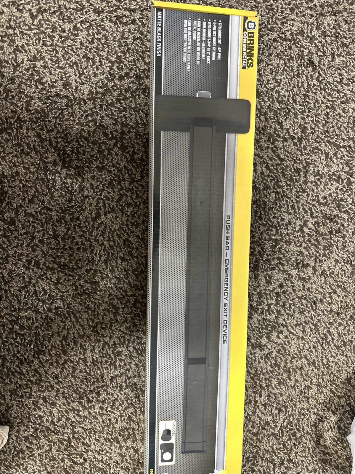 BRINKS COMMERCIAL 28”-42” Wide Aluminum Universal Reversible Rim Exit Device