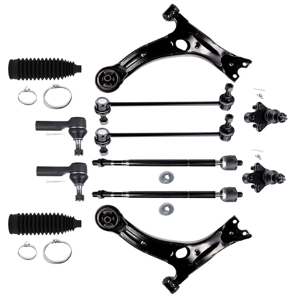12PCS Front Suspension Tie Rod Ctrl Arm Sway Bar Link Ball Jnt 03-08Pontiac Vibe