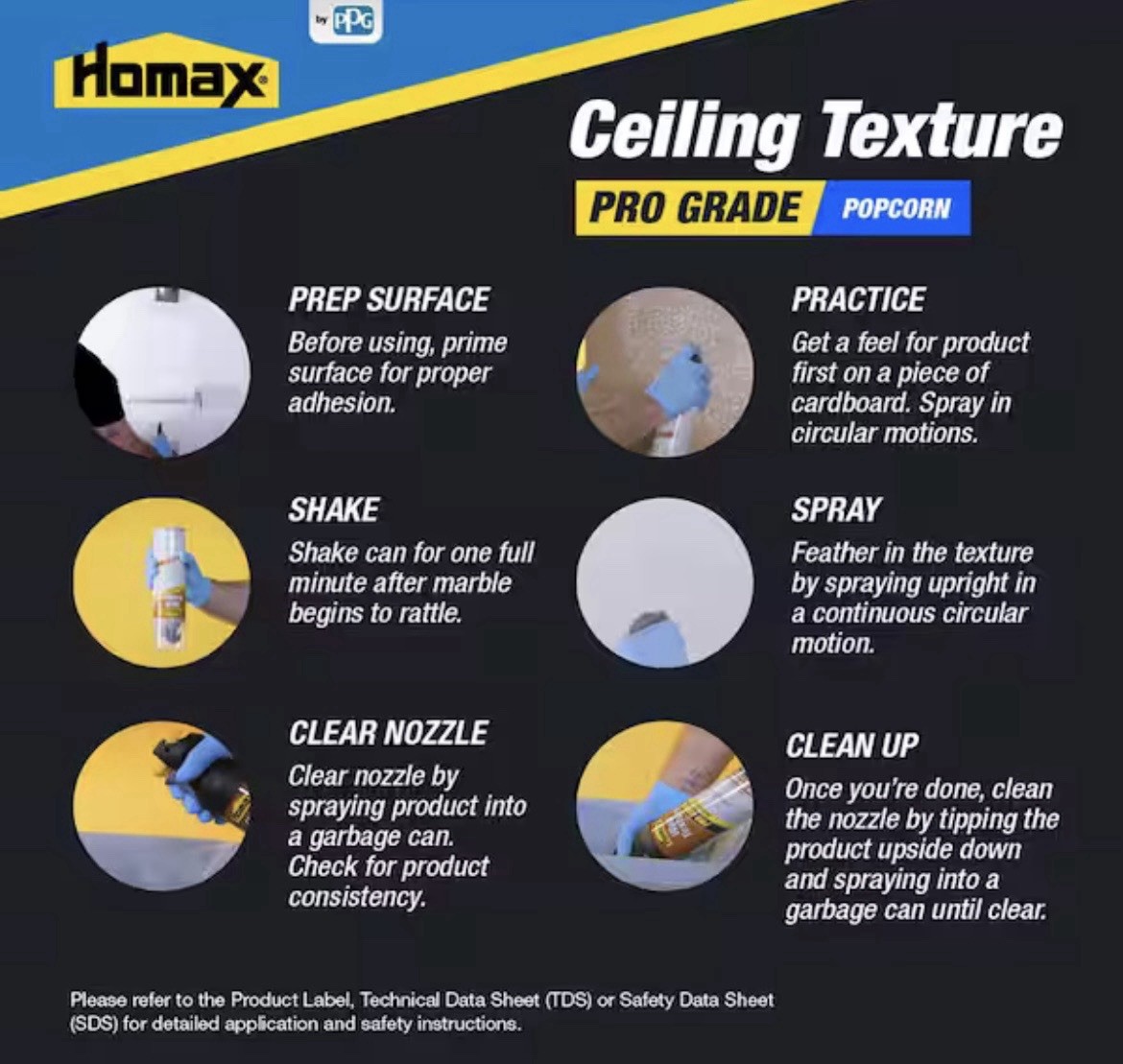 Homax Ceiling Texture-Pro Grade Popcorn By PPG Covers Up To 8 sq Feet 14 Oz