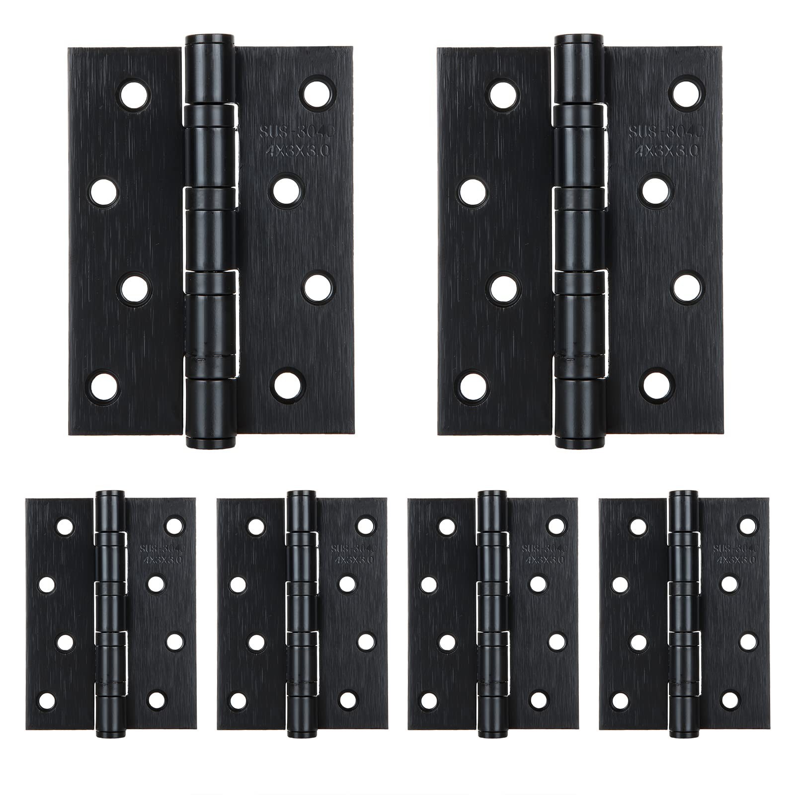 6PCS Matt Black Door Hinges 4 Inch x 3 Inch, Square Interior Hinges, Stainles…