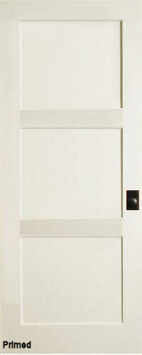 Prehung 3 Flat Panel Equal Primed Mission Stile/Rail Solid Core Doors 8ft Height