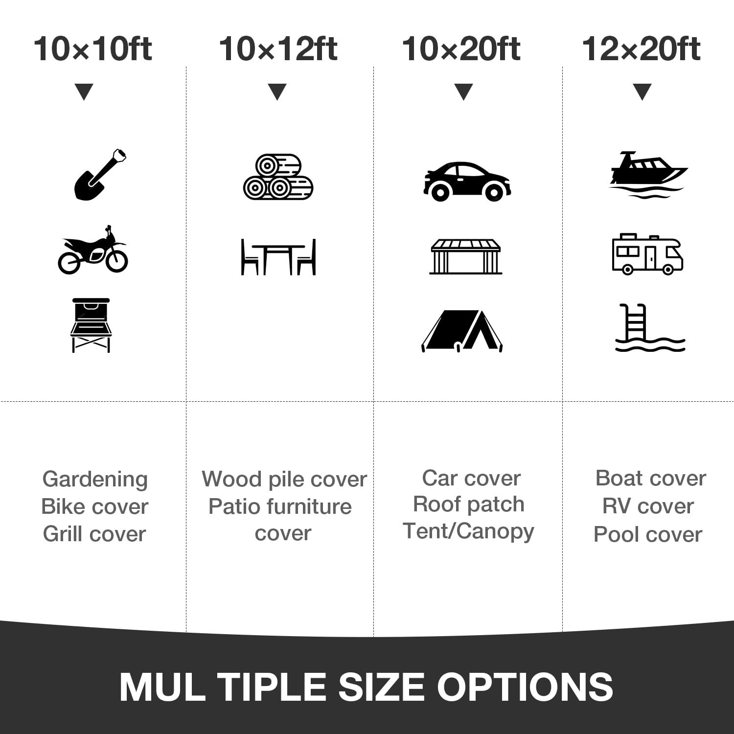 Tarp Waterproof 12 X 20 FT 16 Mil Heavy Duty Tarp Multipurpose Tarps Heavy Du…