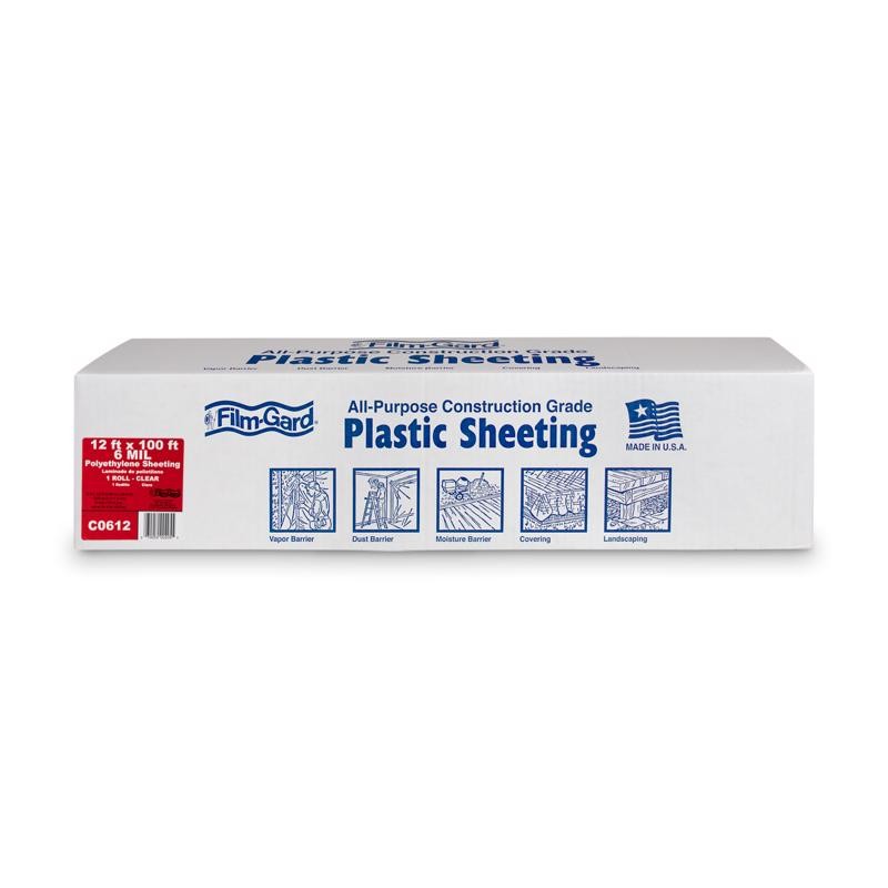 Film-Gard 6 mil 12×100 ft Clear Polyethylene Plastic Sheeting