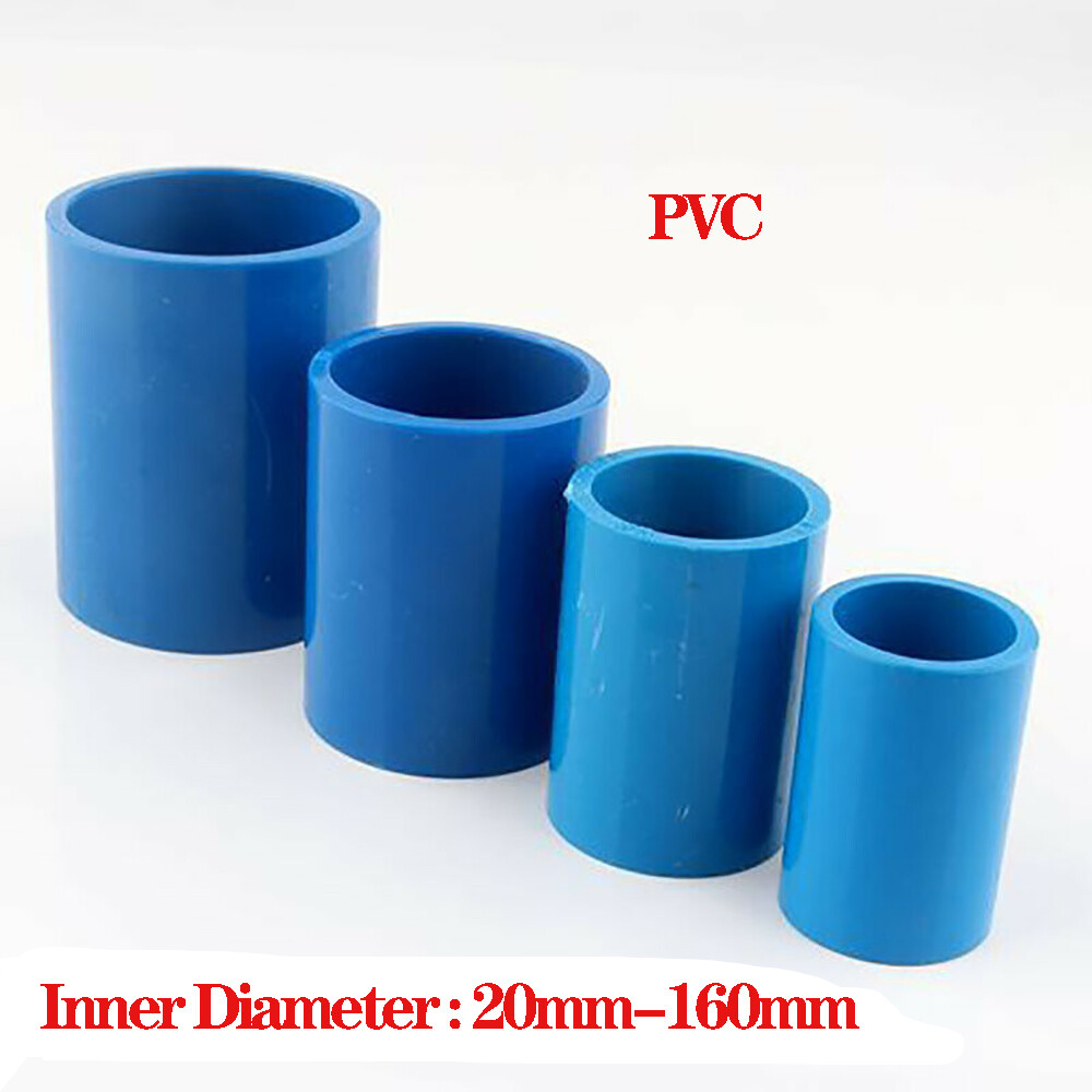 Blue PVC Direct Pipe Fitting Straight Joint Water Pipe Socket Coupling 20~160mm