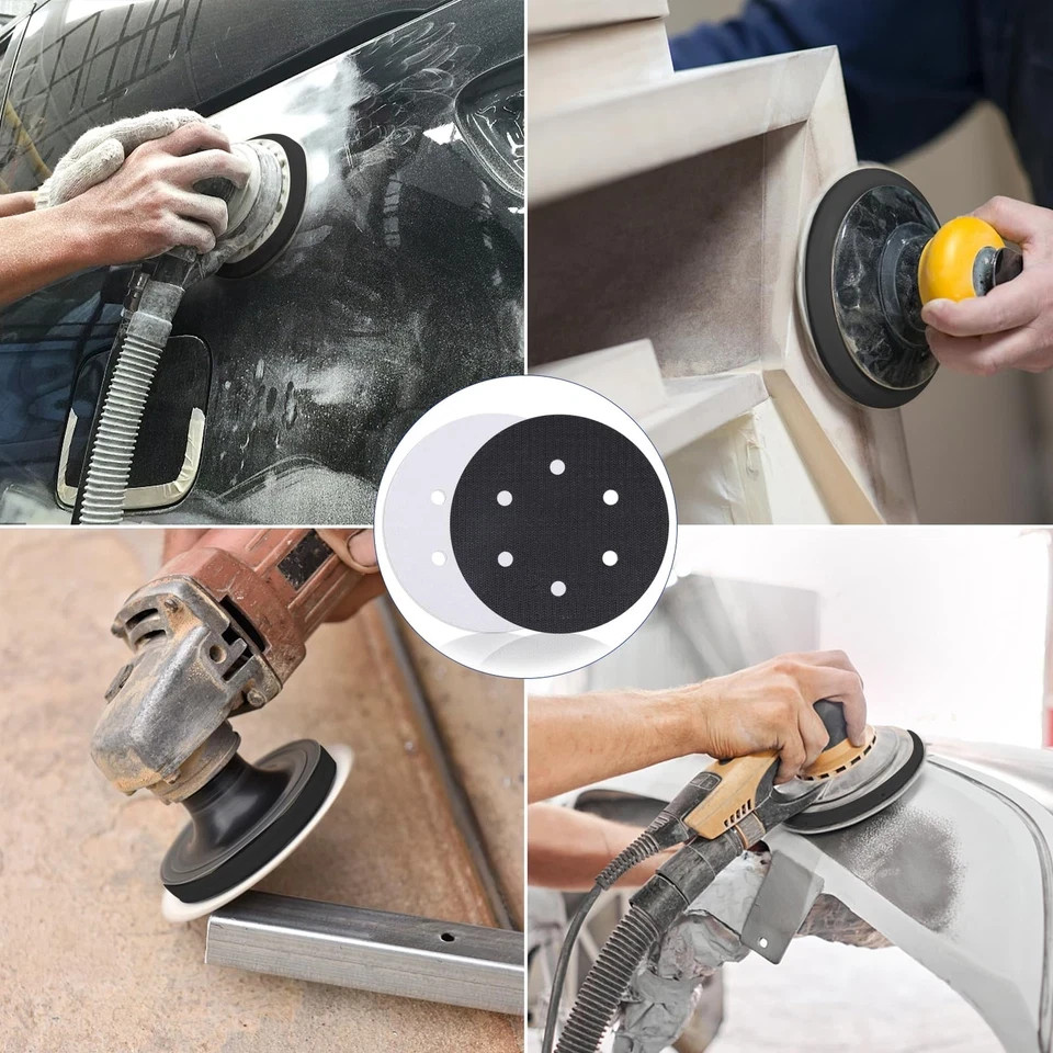 7PC 6Inch DA Sander Interface Pad 6 Hole Hook Loop Soft Foam Sanding Cushion PAD
