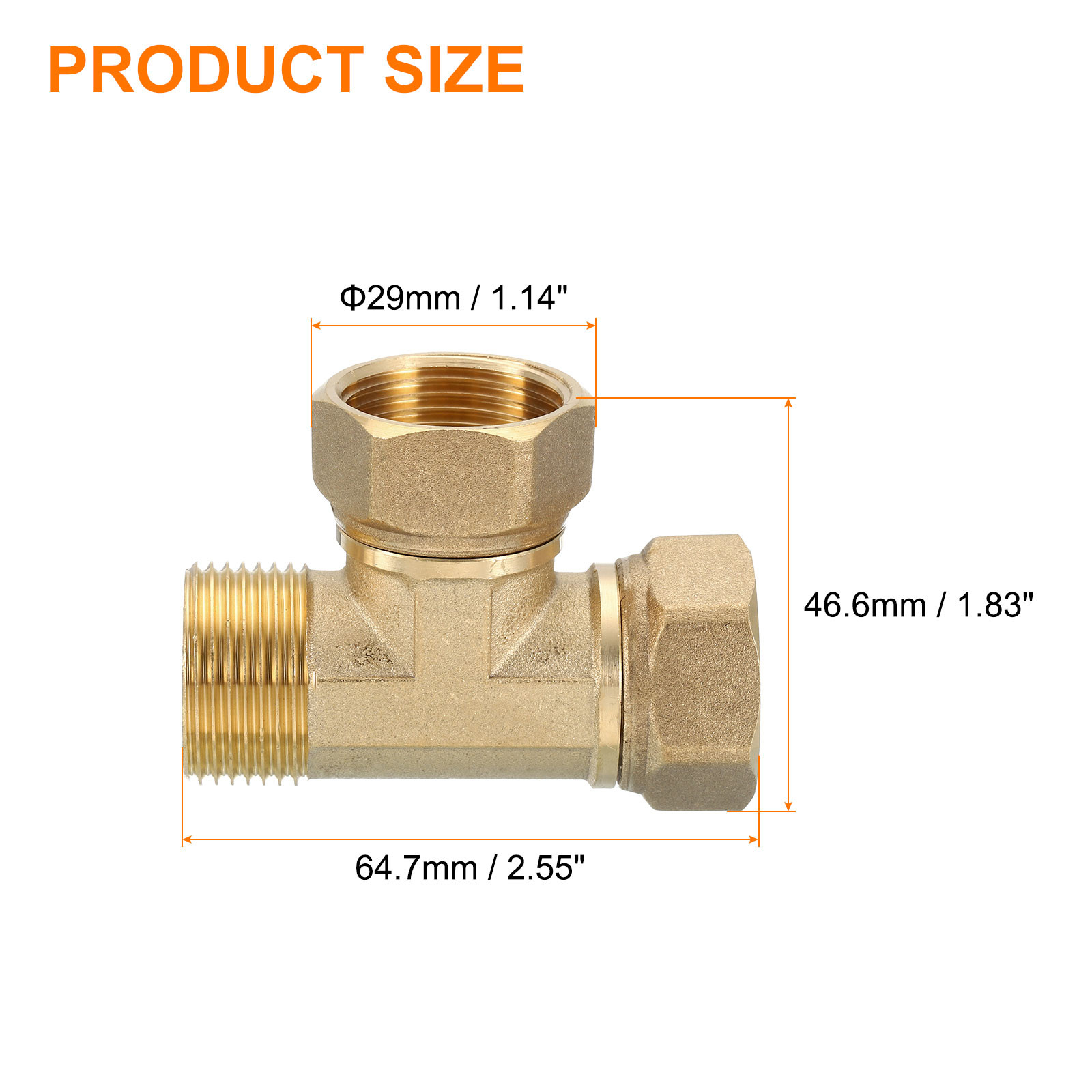 Brass Tee Swivel Pipe Fitting 3/4″ 3 Way T-Connector Female x Female x Male