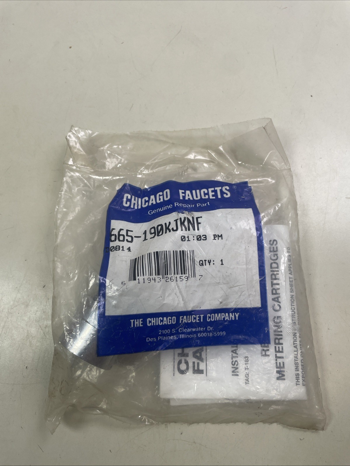 665-190KJKNF Chicago Faucet Cartridge Actuator Assembly, No Finish