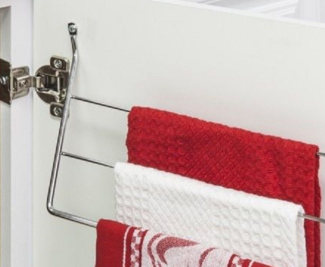 3-Tier Kitchen Cabinet Door Mount Towel Bar Holder Dishcloth Rack Bathroom Rag