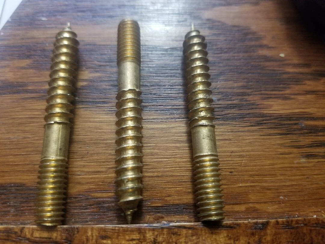 100 Hanger Bolts 2.5” x 5/16″ Brass Plated New Never Used
