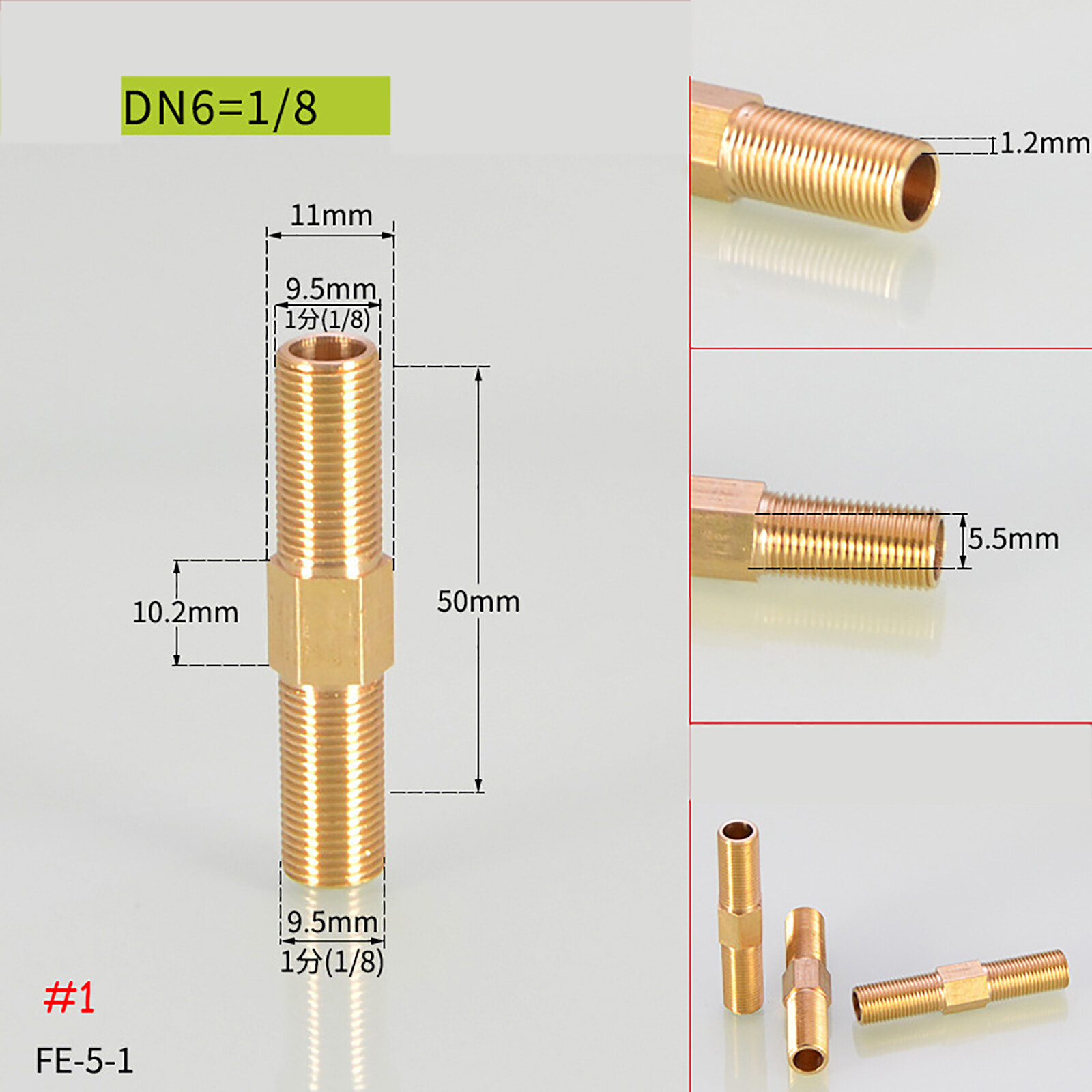 1/8″ – 1/2″ BSP Long Extension Reduce Nipple Bar Brass Pipe Fitting Male Thread