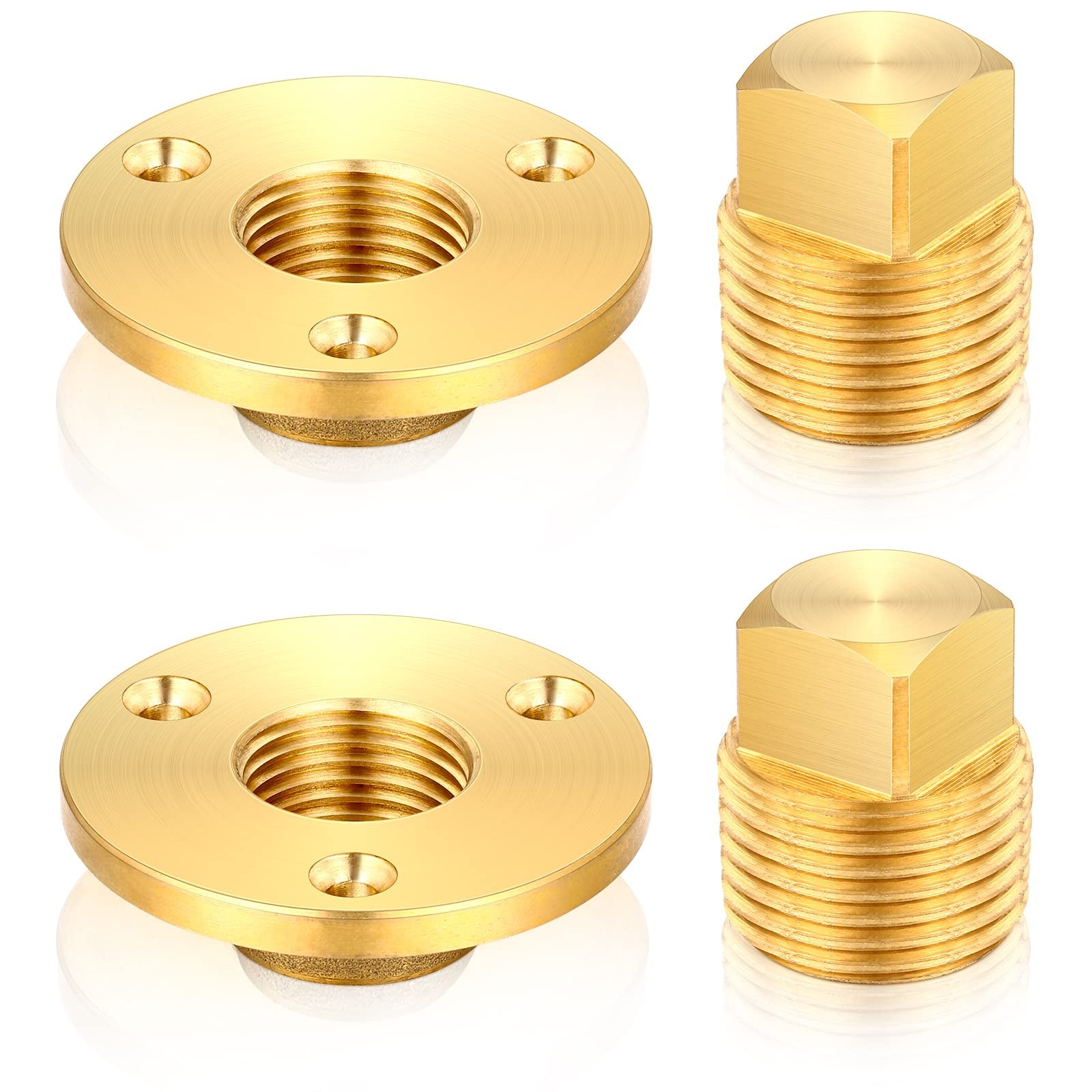 Lounsweer 4 Pieces Boat Drain Plug Kit 1/2 Inch NPT Garboard Gold
