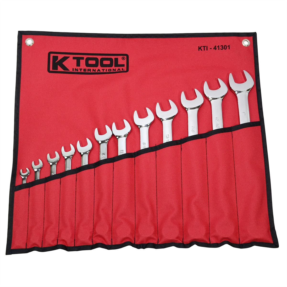K Tool International Wrench Set Combination 12 Piece Hi Polish 41301