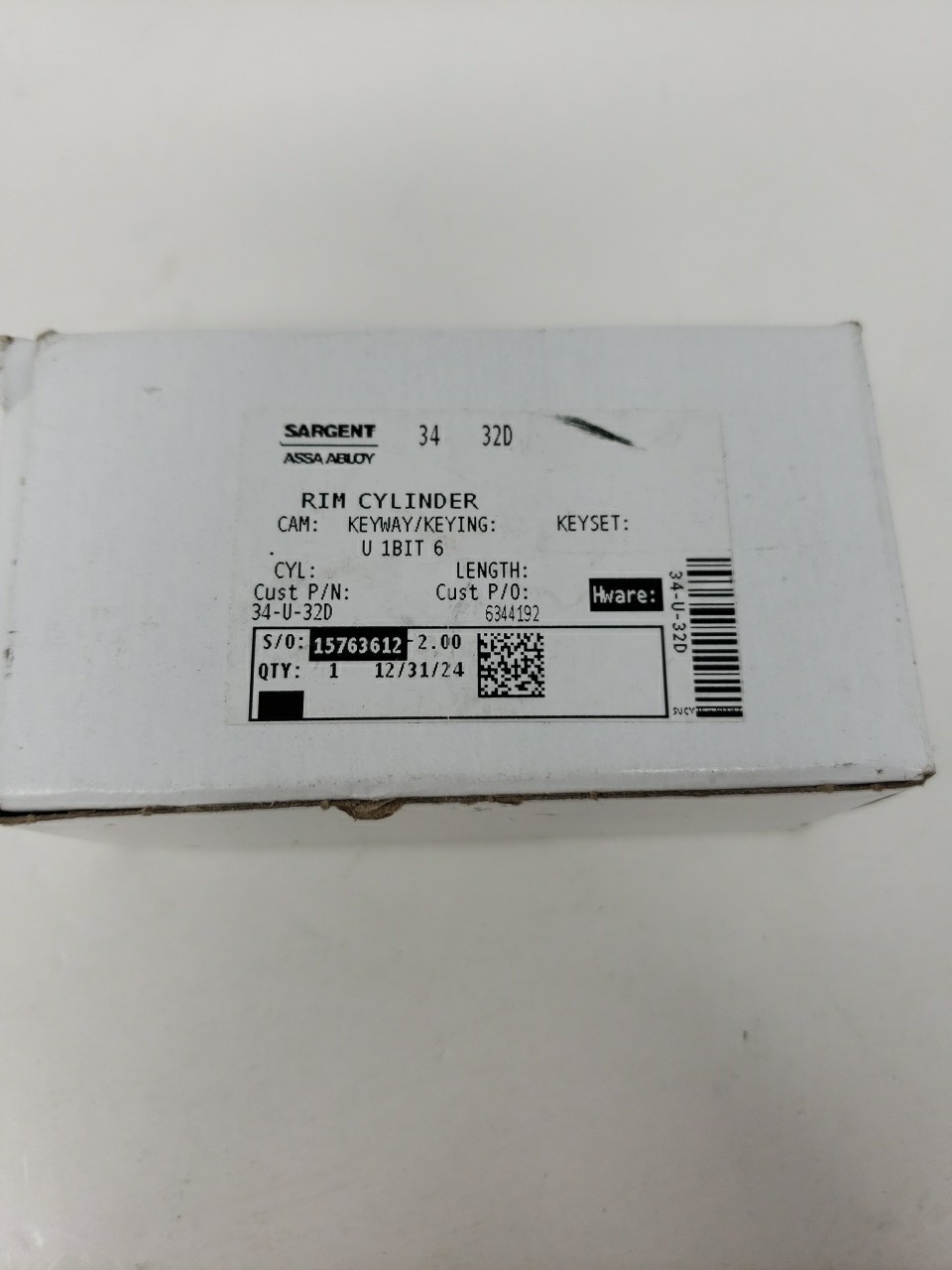 2 Sargent 34-U-32D 34 Series Rim Type Cylinder Satin Stainless Steel
