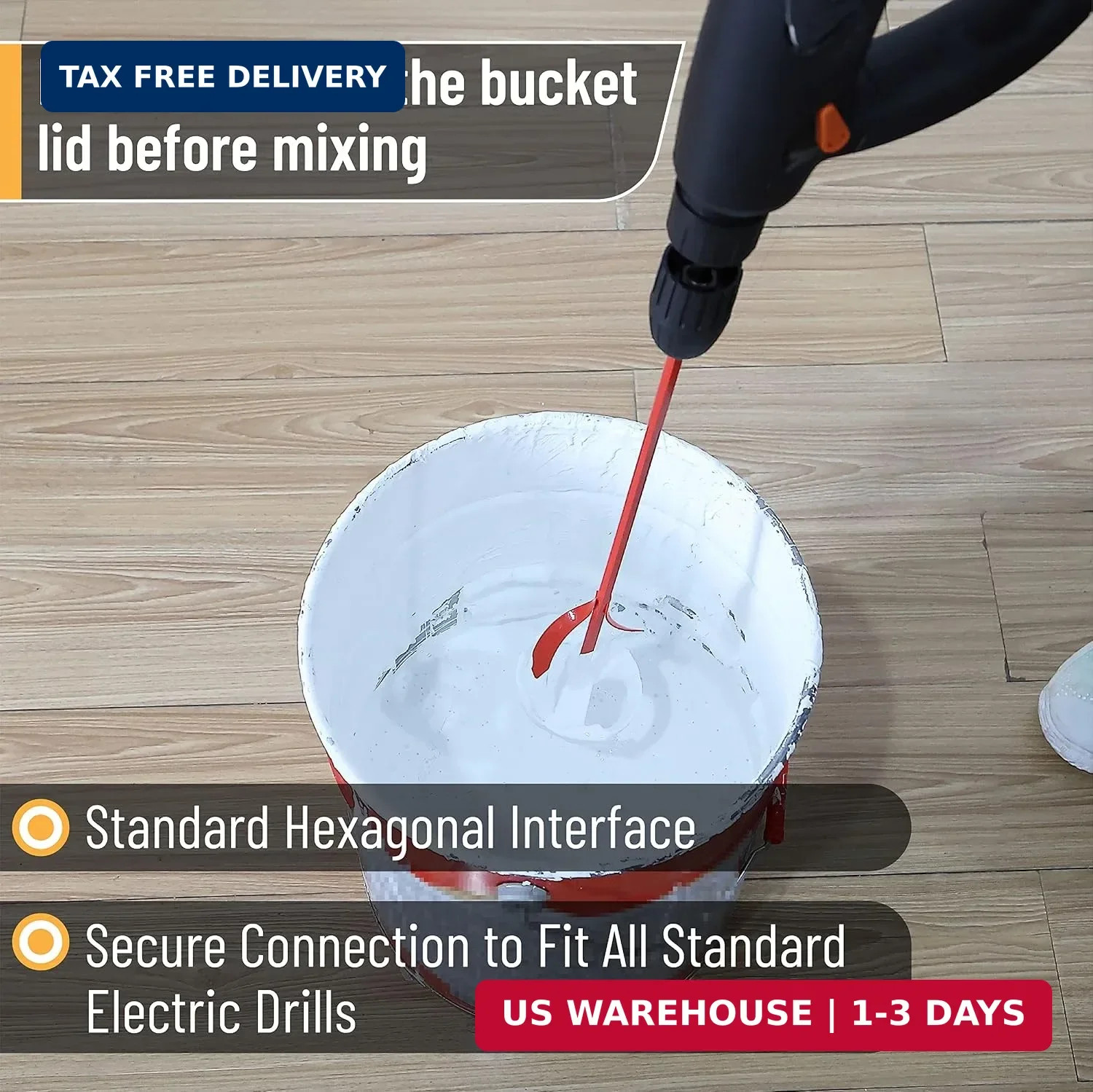 Bates- Paint Mixer, 1 to 3 Gallon Buckets, Mud Mixer, Paint Stirrer for Drill, P
