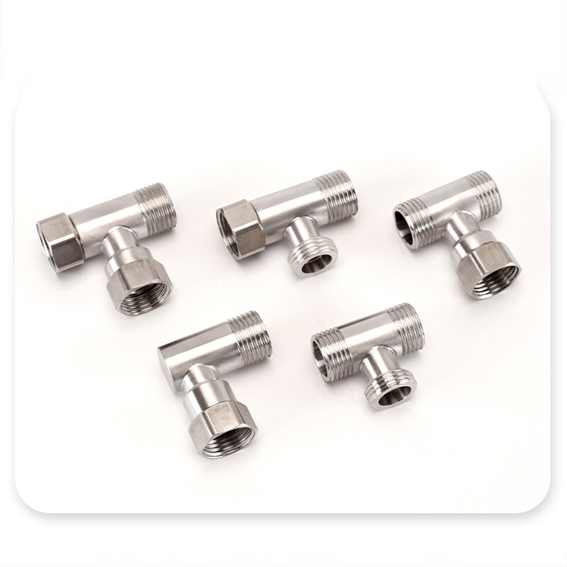304 Stainless Steel 3 Way Fitting Gas Angle Valve Hose Connector Adapter 1/2″