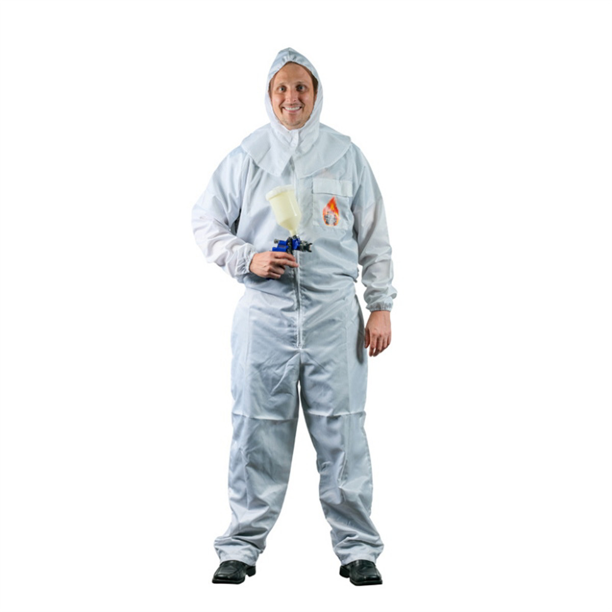 High Teck Products PS225W Premium Paint Suit, 3X-Large, White, 2-Way Zipper HIT