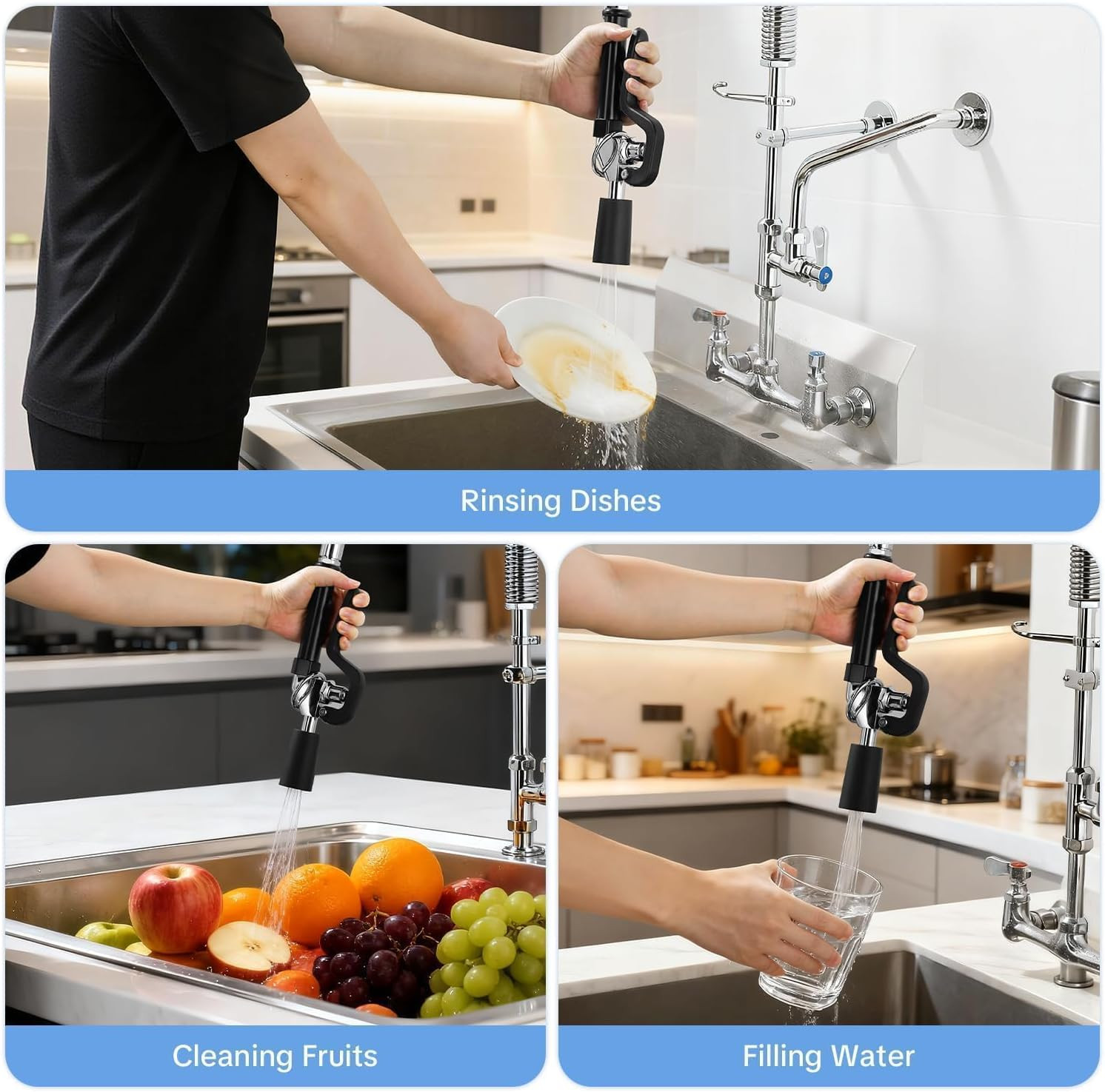 Pre Rinse Sprayer Commercial Sink Sprayer Head, Low Lead Spray Valve Dish Spraye