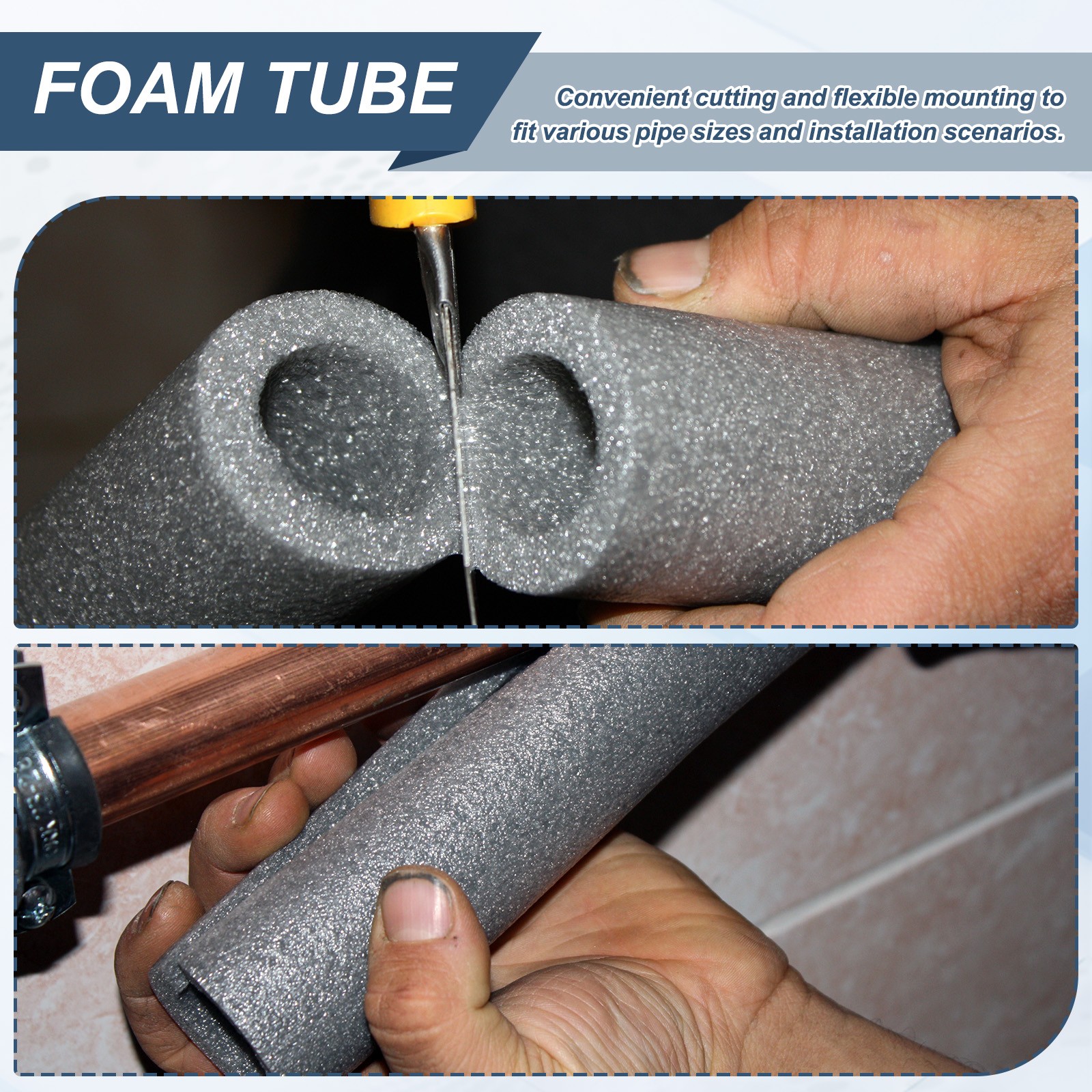 1″ ID 4FT Pipe Insulation Foam Tube 2.56″ OD Foam Tubing Cover Rose Red