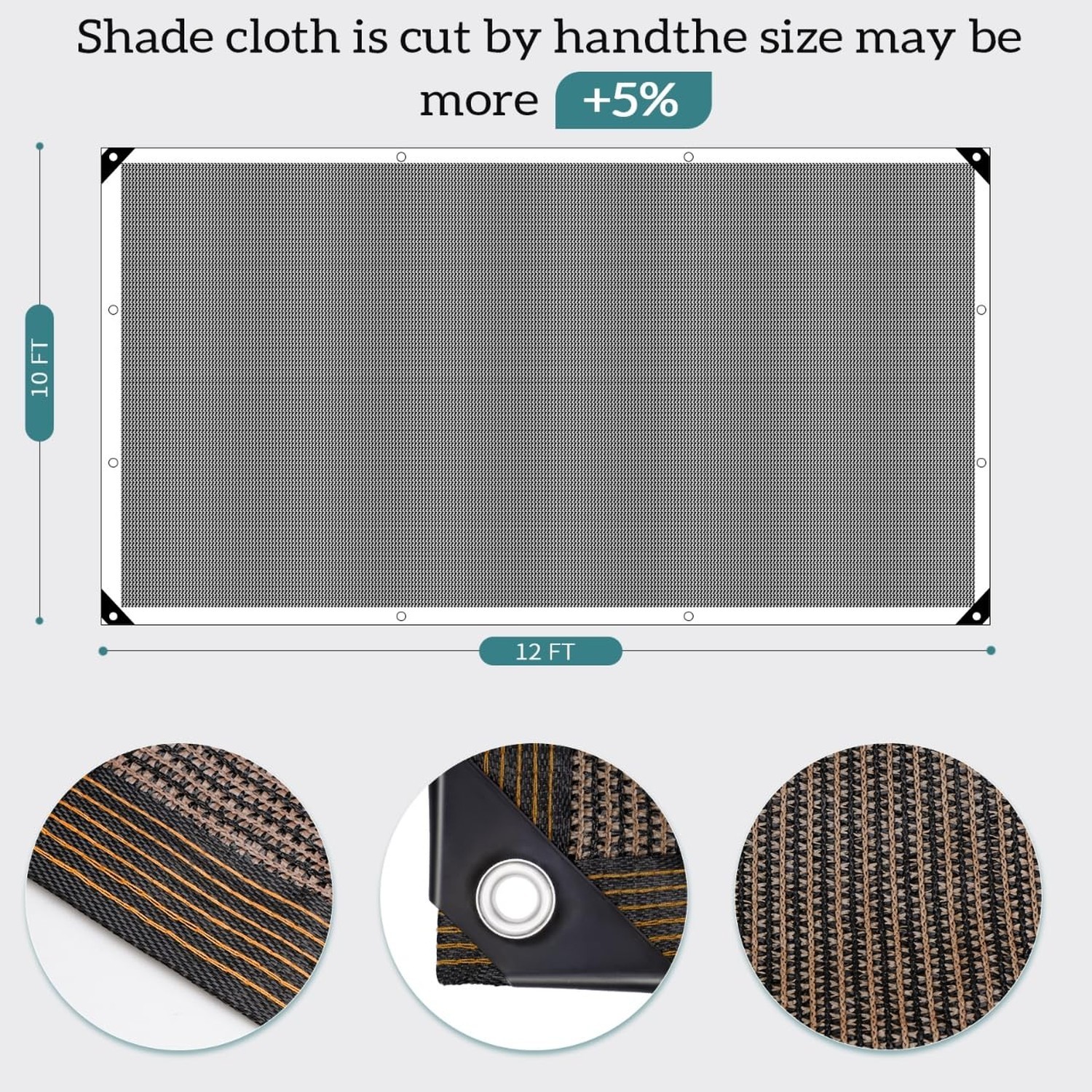 90% Coffee Brown Shade Cloth, 10 x 20 ft with Reinforced Grommets | Durable m…