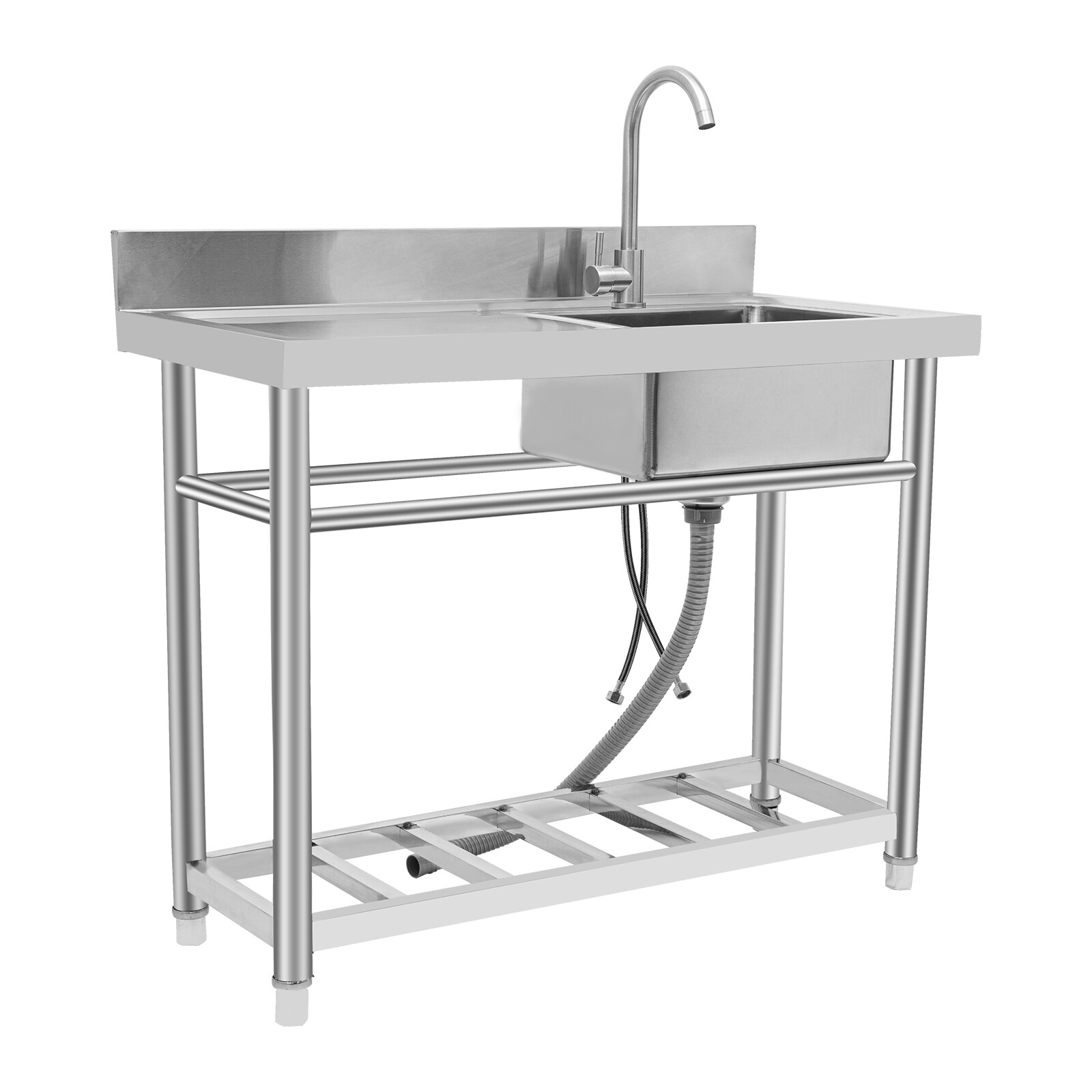 Single Bowl Kitchen Sink Fits Laundry Room Bathroom US Stainless Steel Durable.