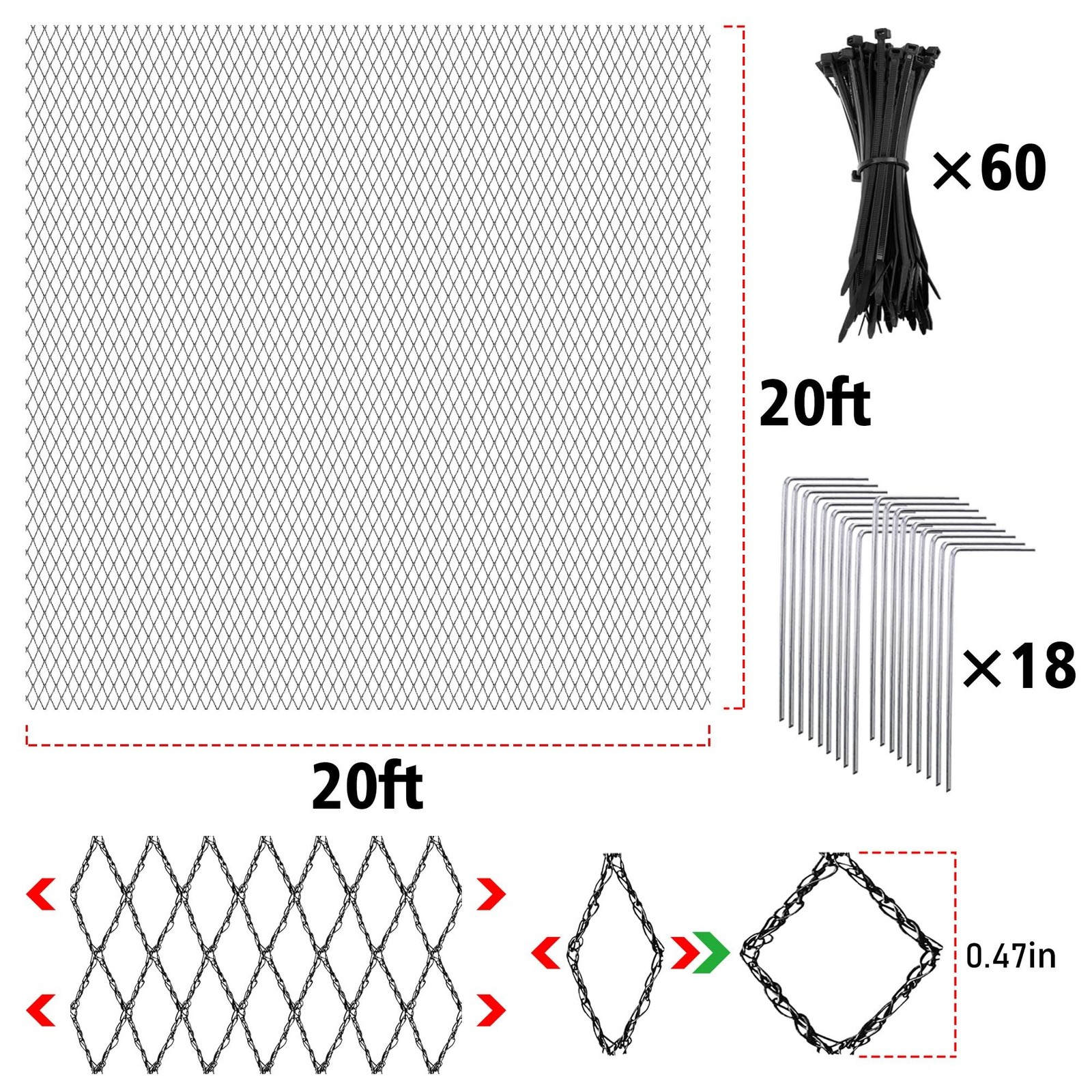 Pond Netting Kit 10 x 10 ft & 10 x 20 ft – Heavy Duty HDPE Fine Mesh Net for …