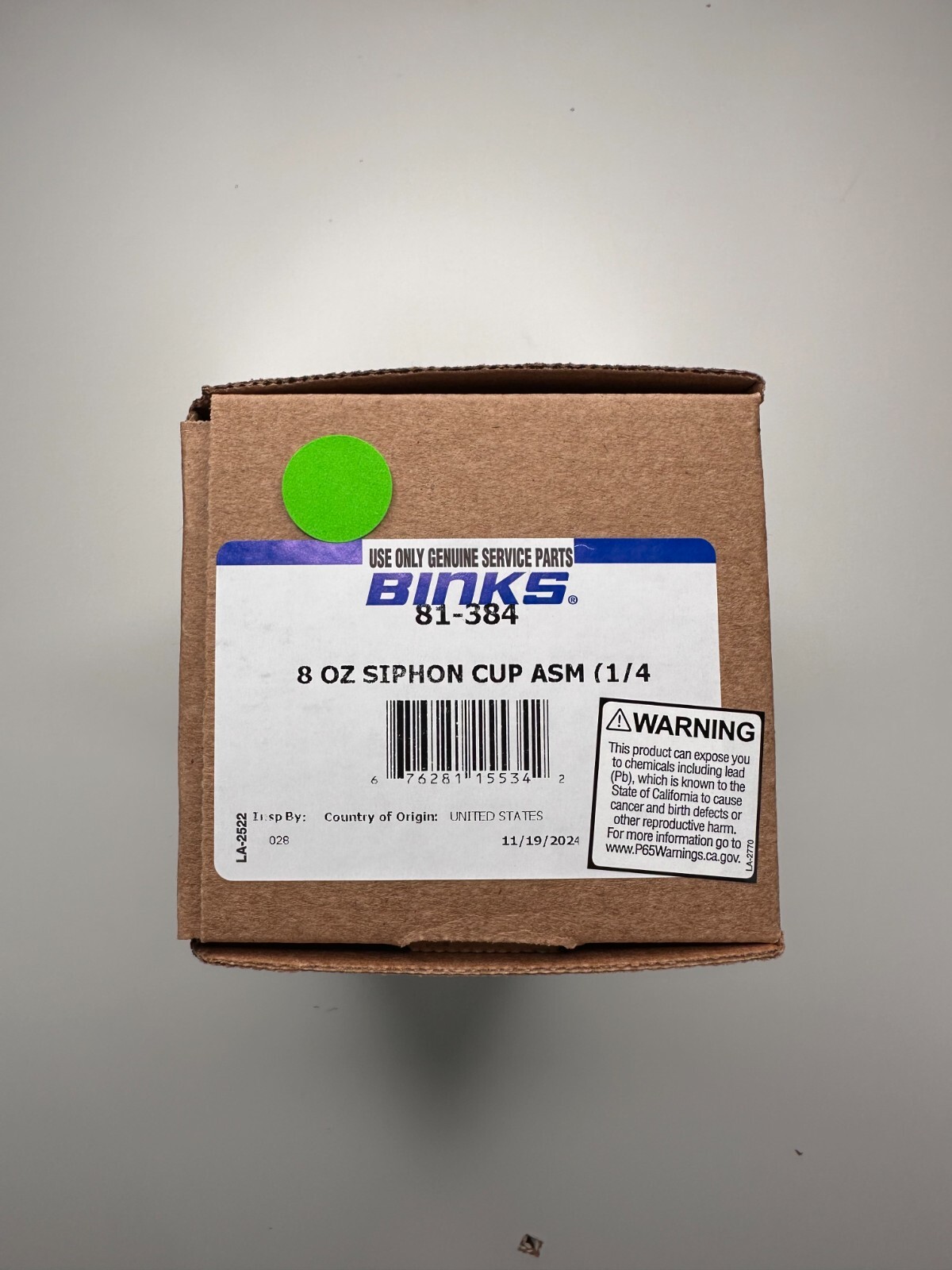 Binks 81-384 Polyethylene Siphon Cup 8 oz, Drip Proof – NEW IN BOX