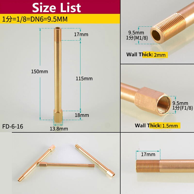1/8″ 1/4″ 3/8″ Brass BSP Thread Male To Female Extension Connectors Pipe Fitting