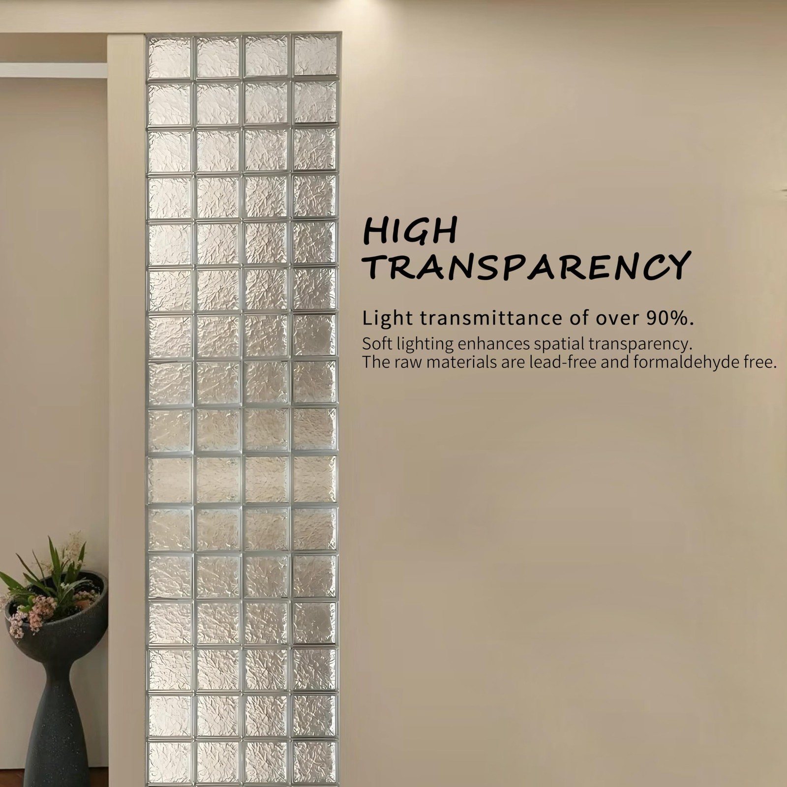 Boldway 4 Pack-7.48X7.48X3.54 High Transparency Ice Crystal Patterned Square