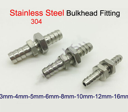 Hose Barb Tube Connector Stainless Steel Bulkhead Fitting Bulk Head Inch