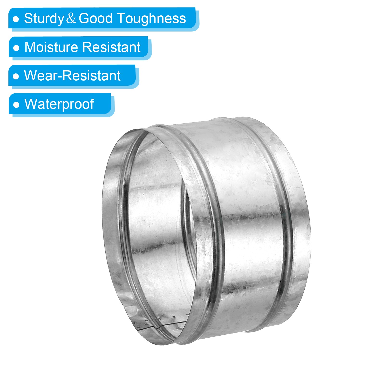 180mm/7″ Duct Connector, Galvanized Steel Duct Coupling, 4″ Long