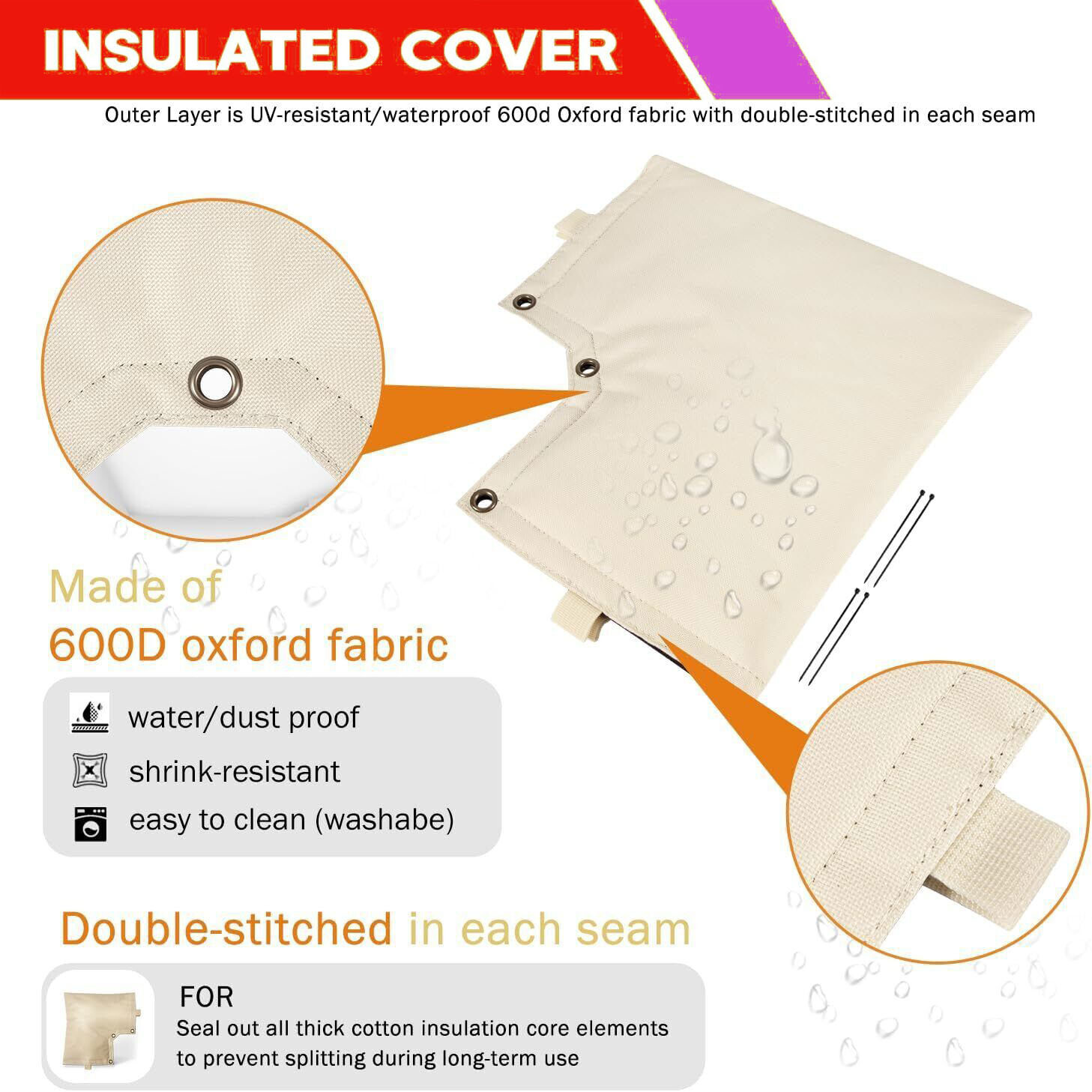 Insulated Pouch for Backflow Preventer Cover(5°F),Block Liquid, Sun-ray, Heat