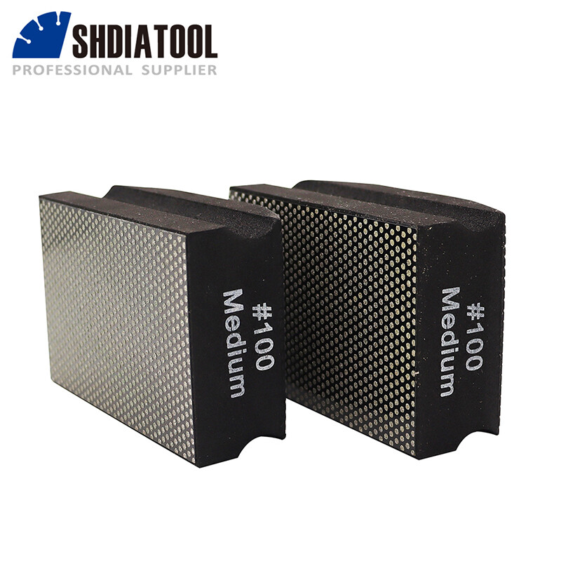 SHDIATOOL 2pcs #100 Diamond Hand Polishing Pads Sanding Granite Marble Porcelain