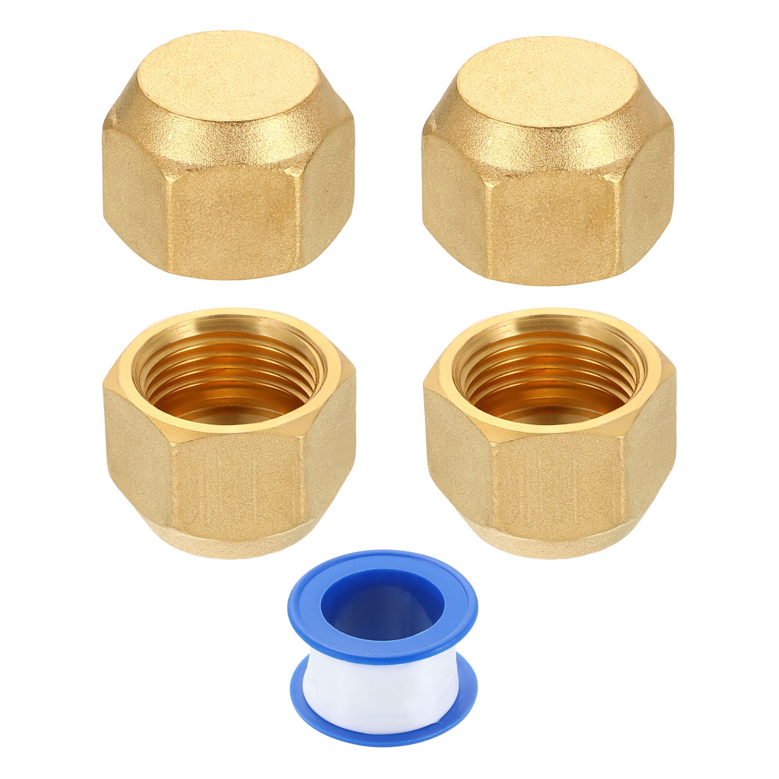 2Pcs 5/8″ Tube OD Brass Flare Cap 7/8″-14 UNF Female Thread SAE Pipe Fitting