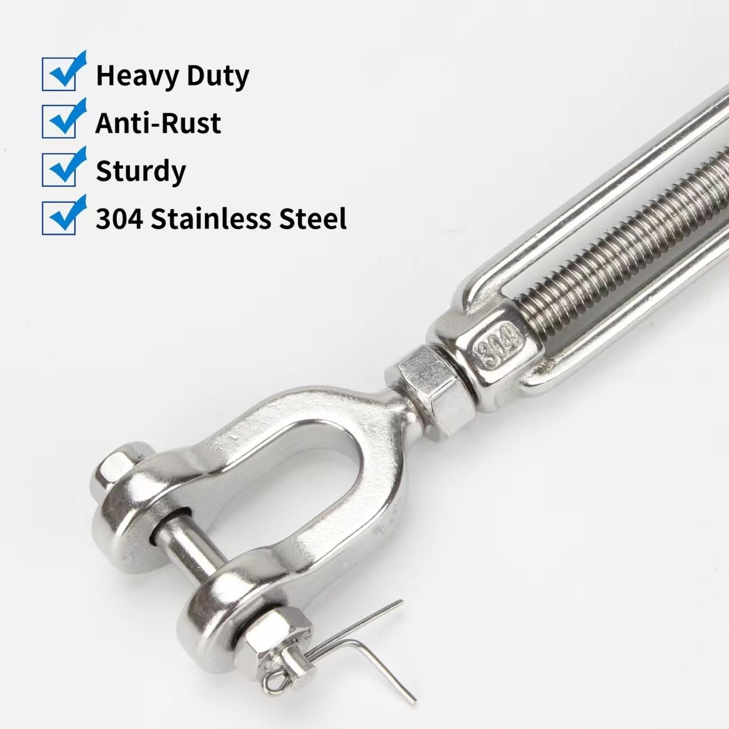 2 Pack Turnbuckle 5/16 M8 304 Stainless Steel Jaw and Jaw Turnbuckle, 2100 lb…