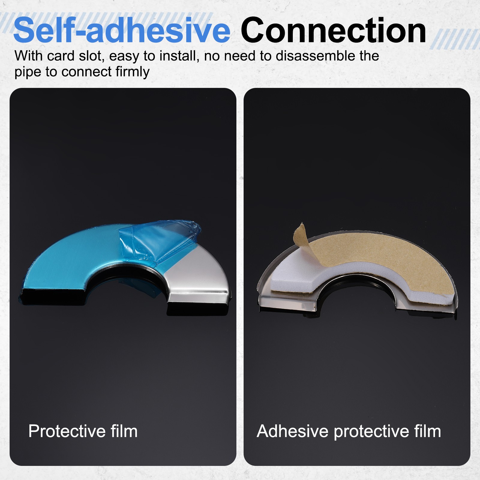 2 Pcs 0.87″ Steel Wall Split Flange Self Adhesive Hole Cover for Floor Ceiling