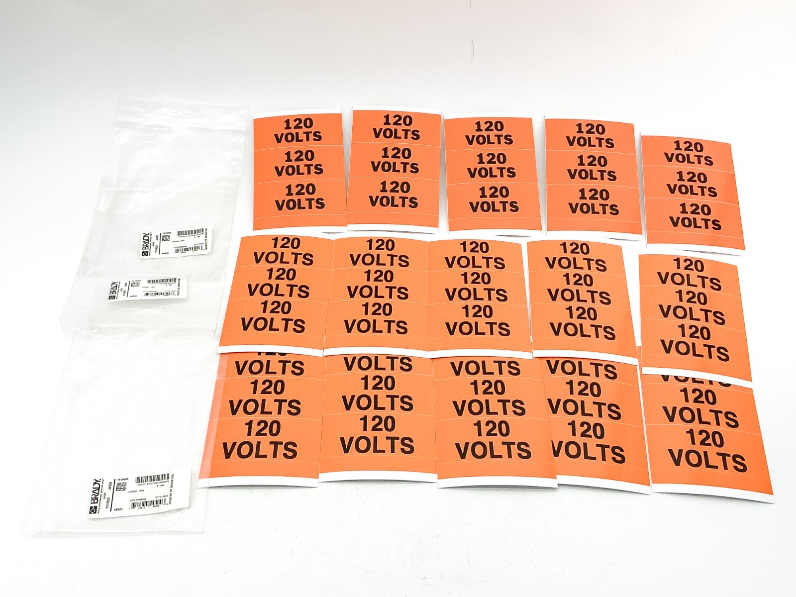 New Lot of 3 Brady 44500 Conduit & Voltage Markers 120 Volts Y919835