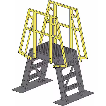 Fibergrate 866148.01 Crossover Bridge, 57 In Platform Ht, Frp Composite, 500 Lb