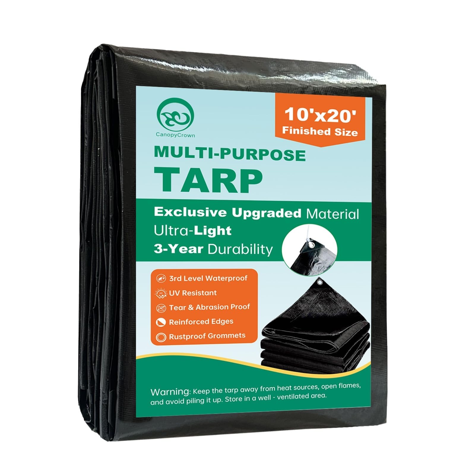 Tarp, 10x20FT Lightweight but Durable Tarp Waterproof with Metal Grommets & R…