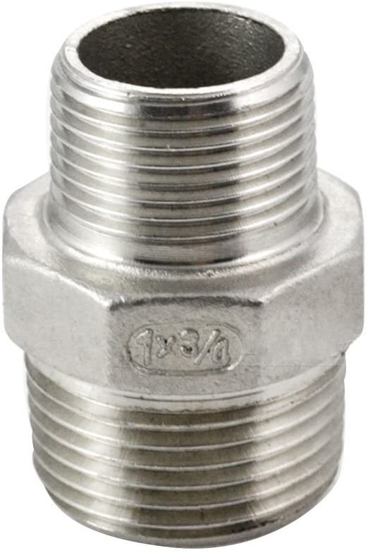 1″ Male to 3/4″ male NPT Hex Nipple Pipe Fitting Reducer Adapter Stainless Steel
