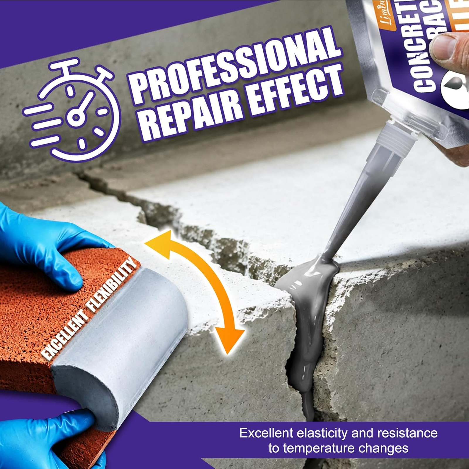Concrete Crack Filler 1.1 lb Gray Self Leveling Cement Repair Kit for Driveway