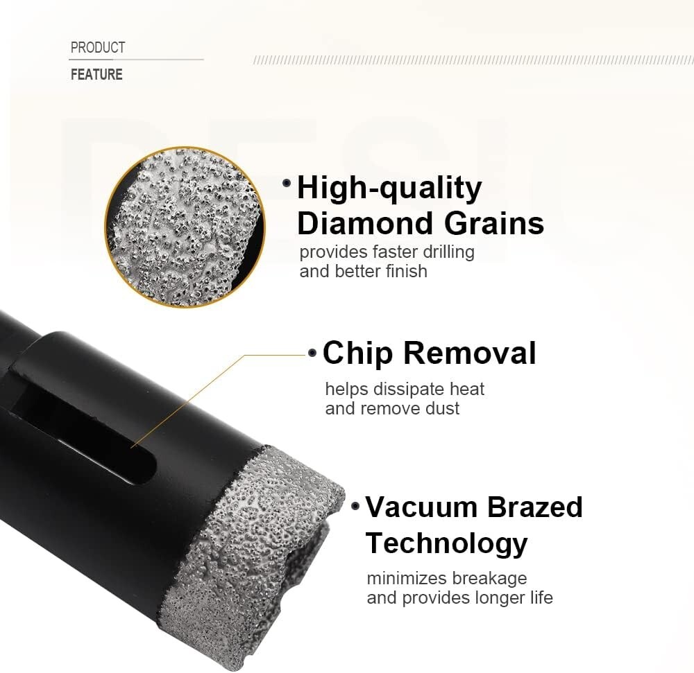 3-1/2 in 4-1/2 in Brazed Diamond Core Bit/Hole Saw for Granite, Marble, Ceramic