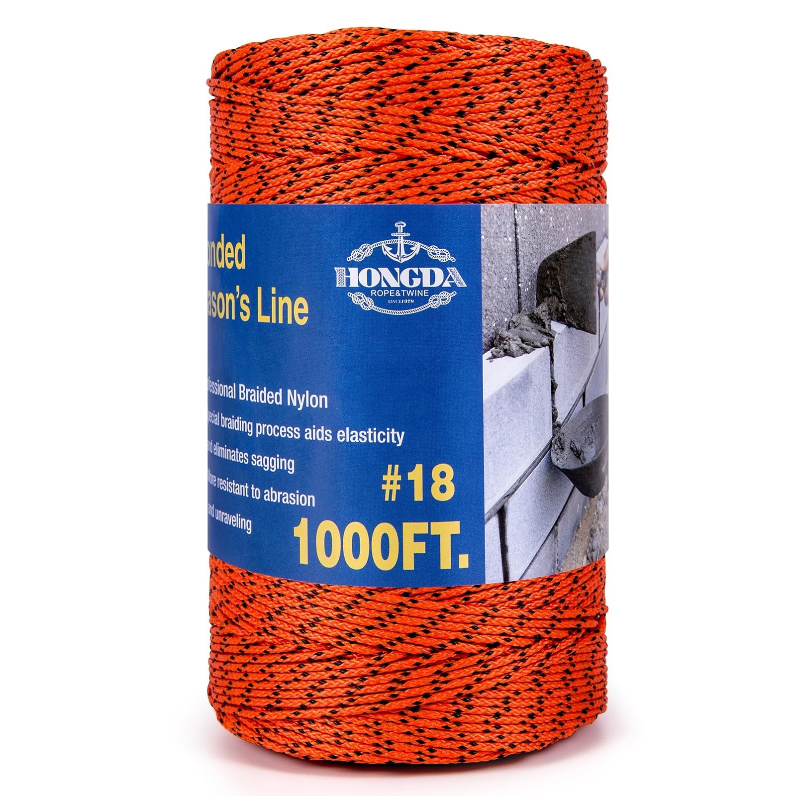 HONGDA Professional Masonry String Lines, 1000 Feet #18 Bonded Braided Nylon …