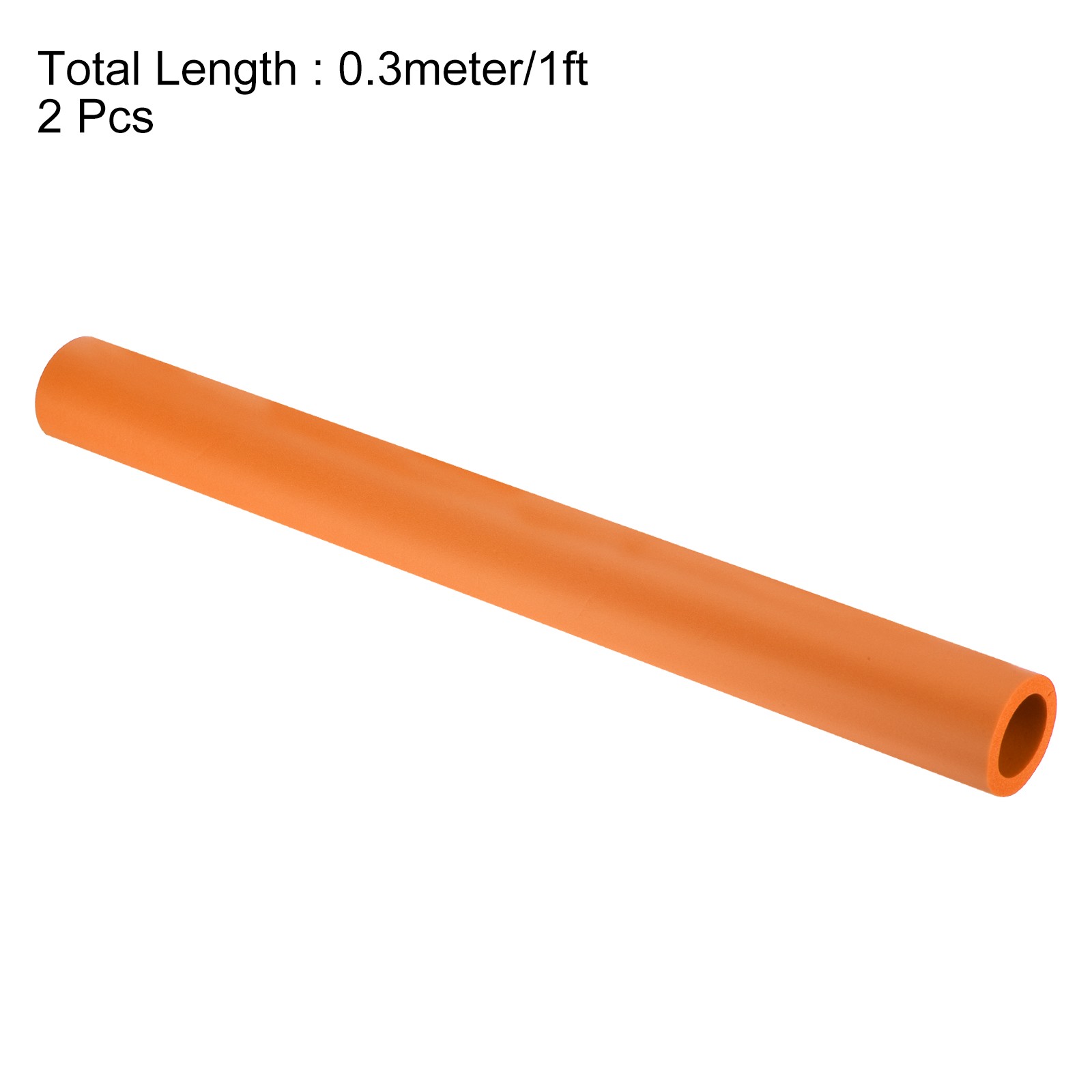 2pcs 0.3 Meter/1ft Pipe Insulation Tube 22mm ID 32mm OD Foam Tubing, Orange