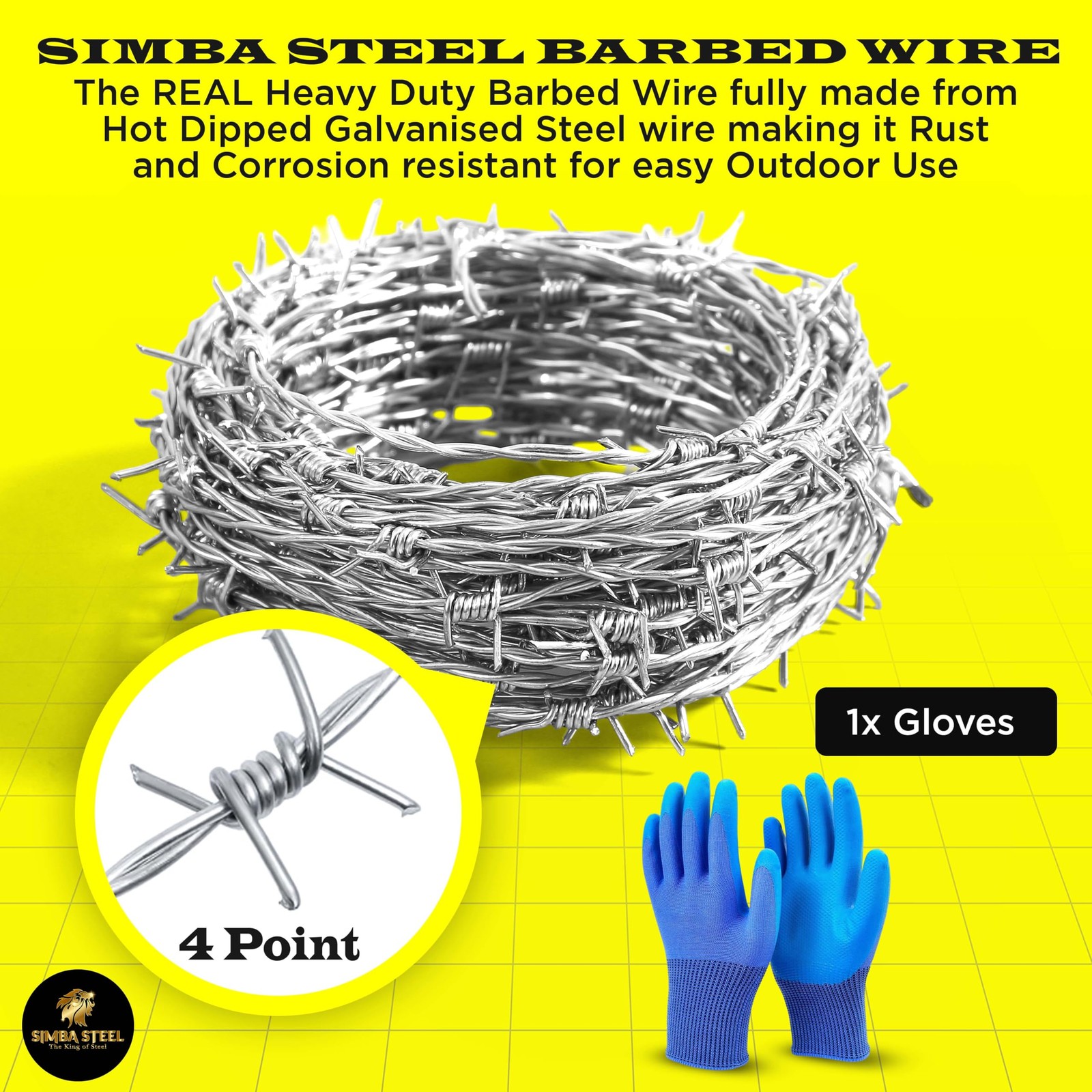 25 FT Roll of Real Barbed Wire Fence | 4 Point | 16 Gauge 25 FT, Silver