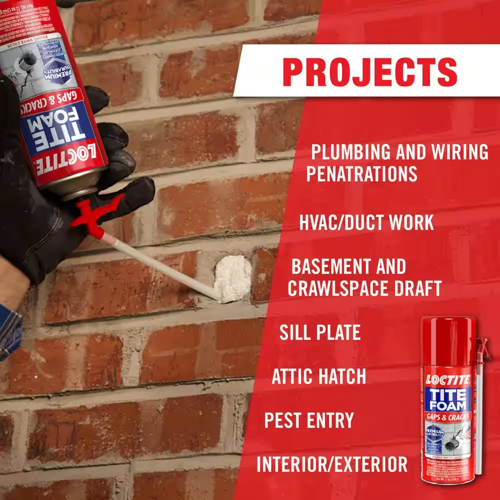 TITE FOAM Gaps and Cracks Spray Foam, Bright White, 12 Oz. Can, Insulating Spray