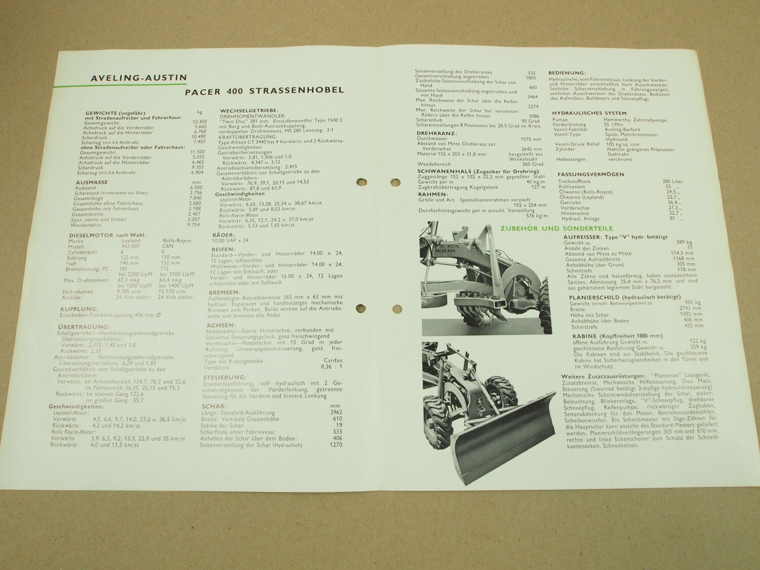 6 Brochures Aveling Austin Barford Pacer 400 99-H Super MG Grader 1957-62