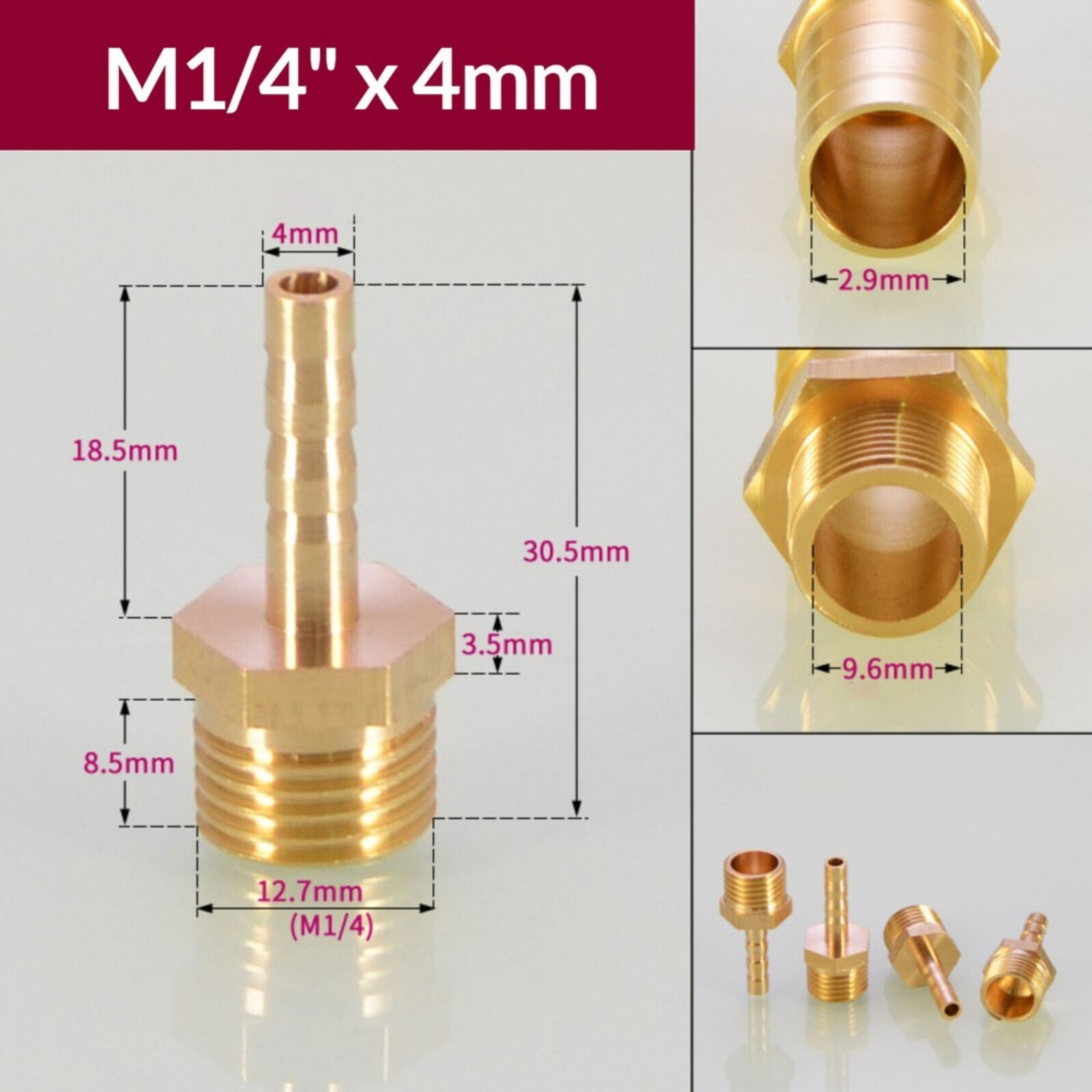 1/8″ to 2″ BSP Brass Female / Male Thread Fitting Barb Hose Tail End Connector